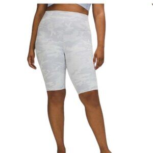 Lululemon Wunder Under Short 10" Ribbed Incognito Camo Jacquard Alpine Whi